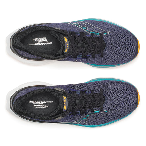Pair of Saucony running shoes on a white background