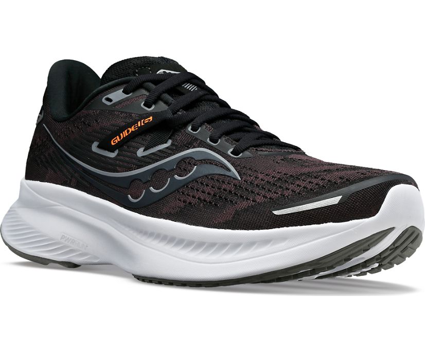 Front angle view of the Women's Guide 16 wide D width in the color Black/White