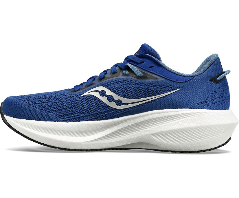 Medial view of the Men's Saucony Triumph 21 in the color Indigo/Black