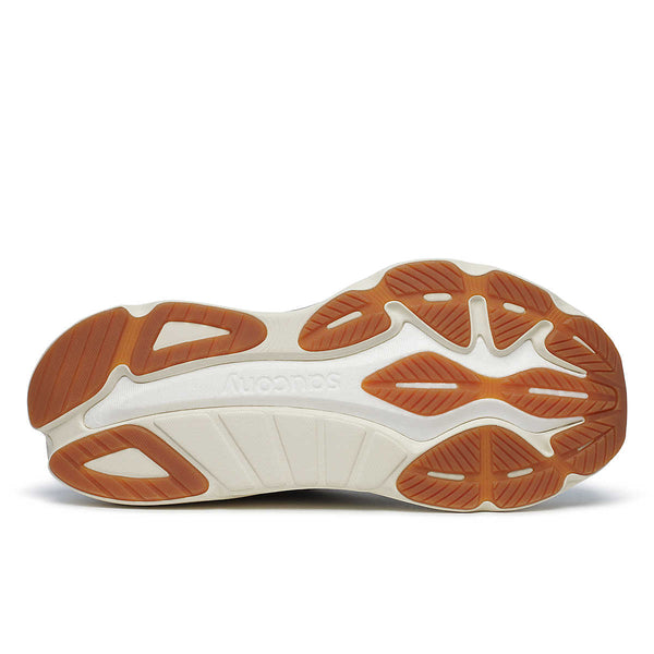 The outsole of the Hurricane 24 is a gum sole rubber and a white midsole comes thorugh