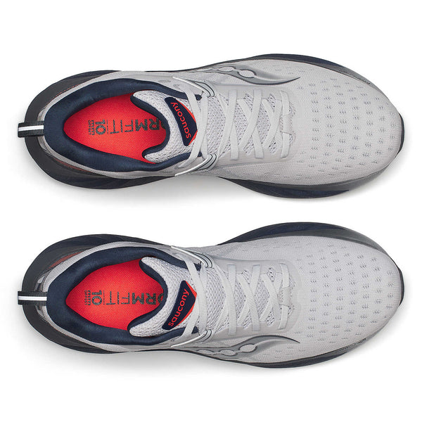 These Triumph 22 running shoes have a dark midsole, but its barely visable when looking at the shoe from above.