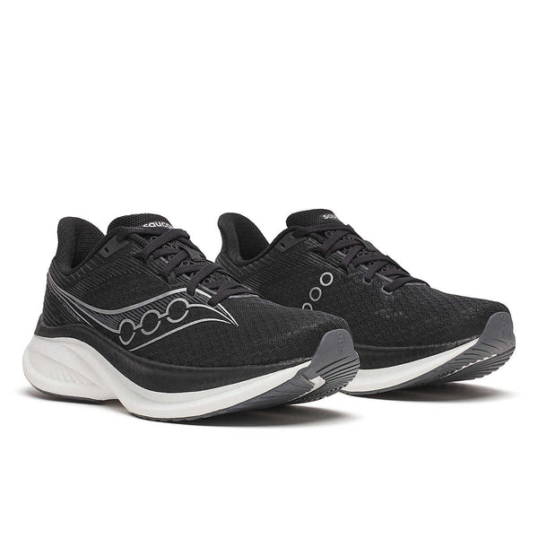 A pair of men's Endorphin Speed 5 running shoes in a black and white colorway.