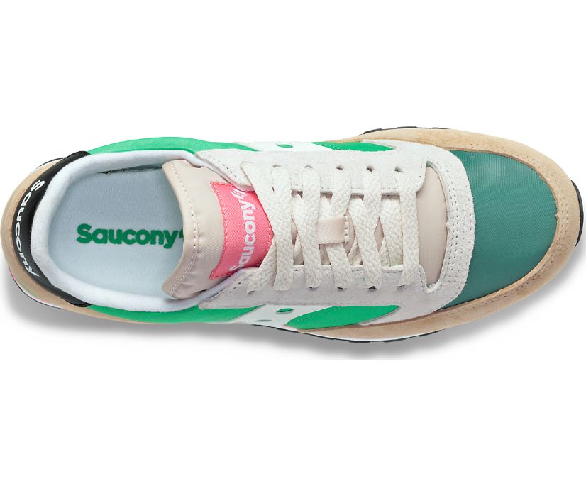 Top view of the Women's Jazz Triple by Saucony in the color Sand/Green/White