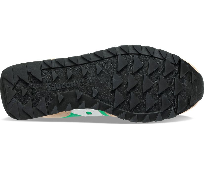 Bottom (outer sole) view of the Women's Jazz Triple by Saucony in the color Sand/Green/White