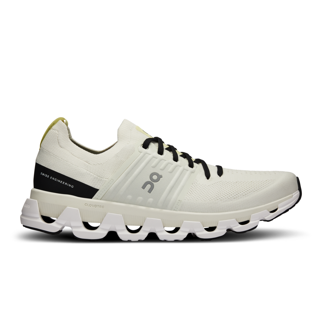 Lateral view of the Men's Cloudswift 3 by ON in the color Ivory/Black