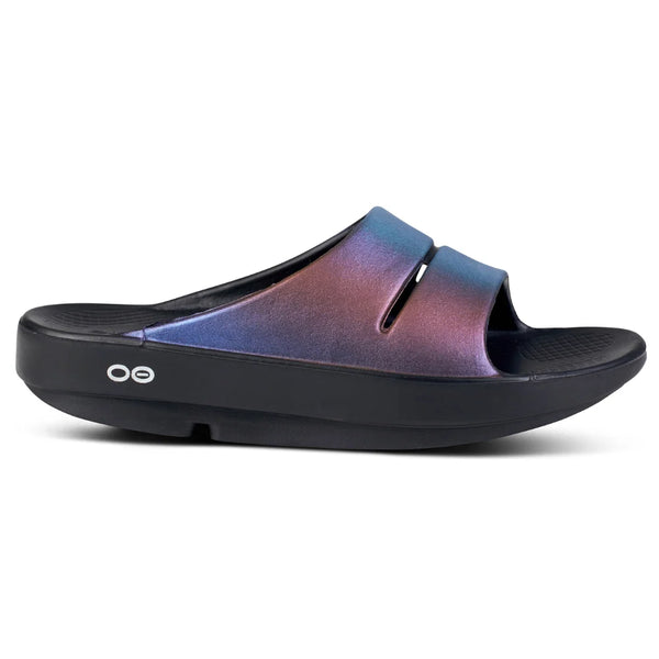 Holographic and black slide on a white background