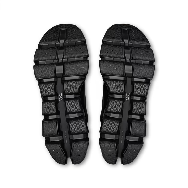 All black training shoe on a white background