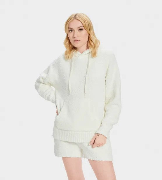 Front view of Asla hoody in cream