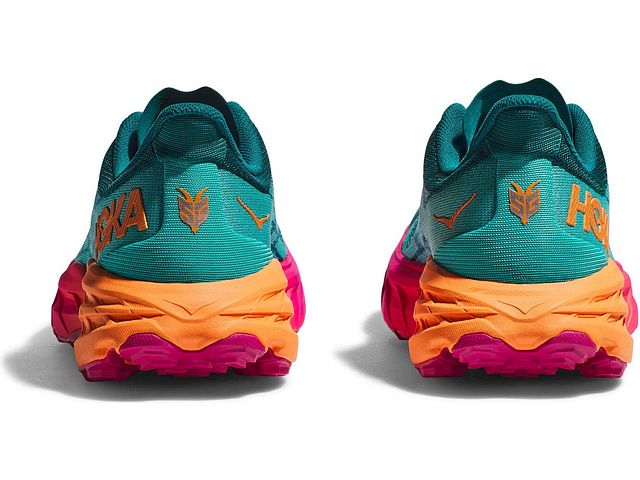 Back view of the Women's Speedgoat 5 by HOKA in the color Deep Lake/Ceramic