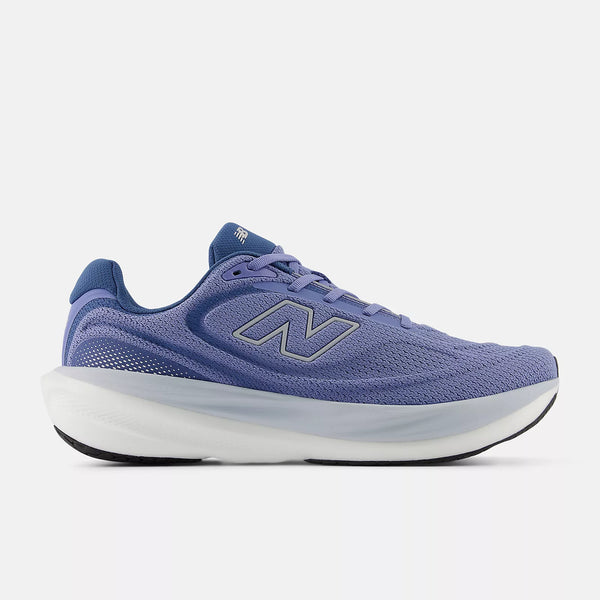 Blue running shoe with New Balance logo on a white background