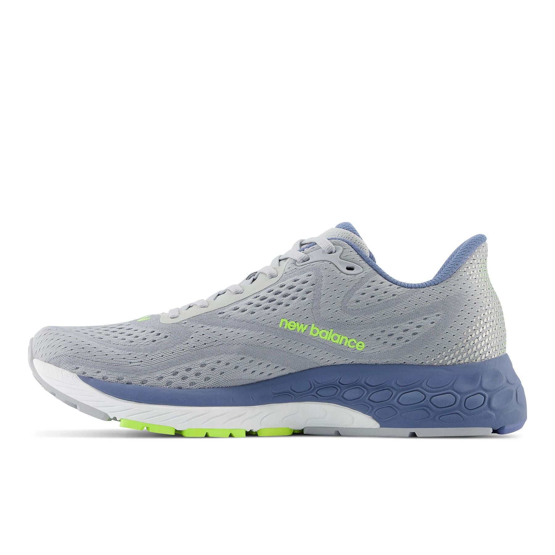 Medial view of the Men's 880 V13 by New Balance in the color Aluminum Grey/Mercury Blue