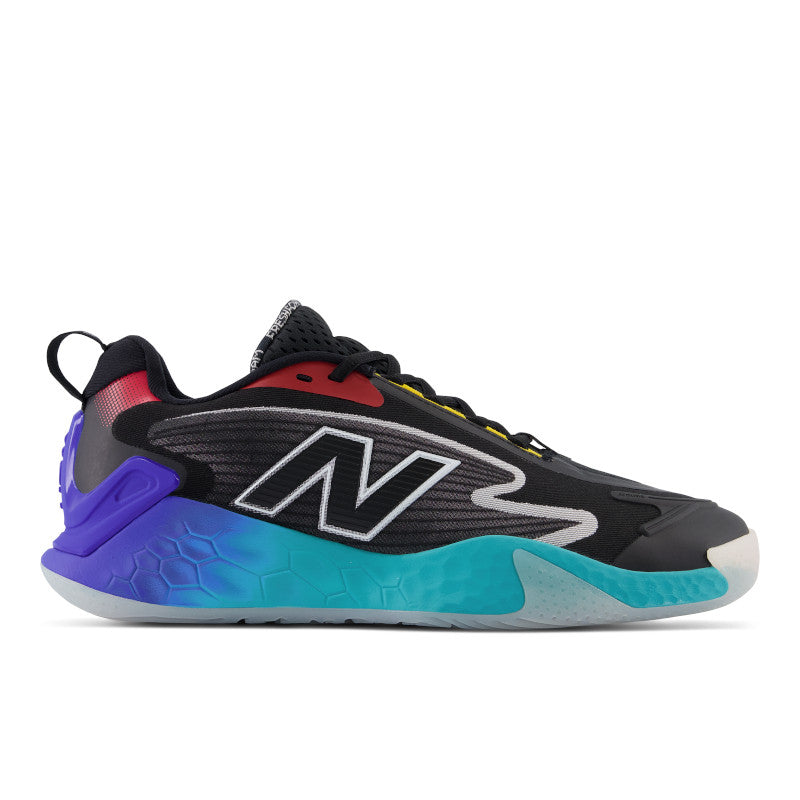 This sleek tennis shoe from New Balance is inspired by professional rally cars, but is for hard-court play.