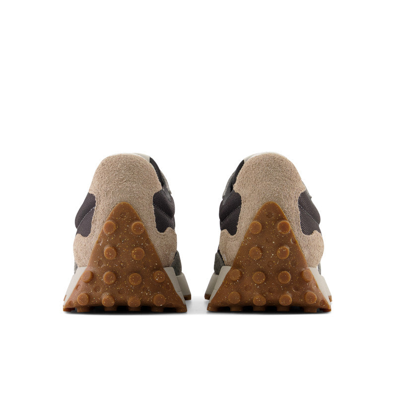 Back view of the Men's 327 New Balance shoe in Harbor Grey