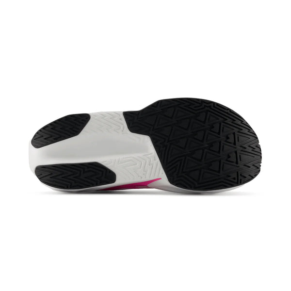 Pink and white running shoe on a white background