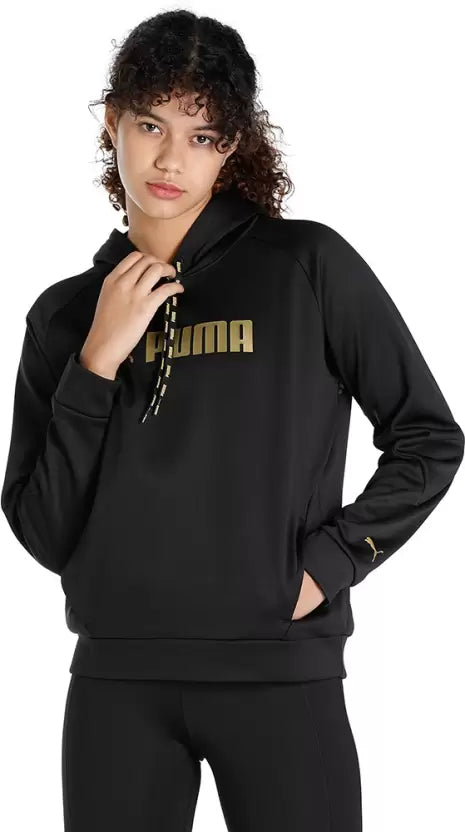 This women's hoodie from Puma features very soft fabrics and a Gold Puma logo that makes this piece stand out.