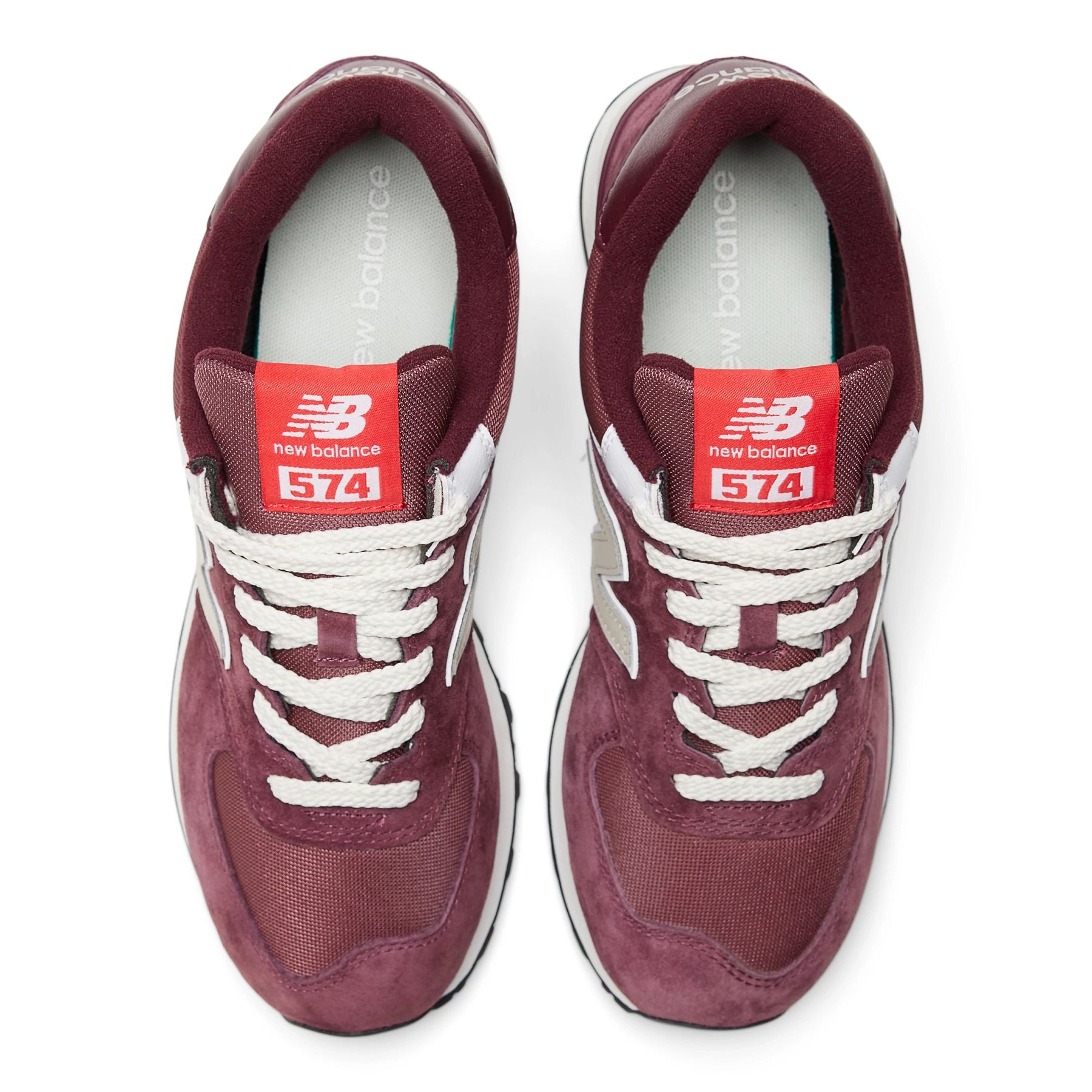 Top view of the Men's 574 in Maroon/Grey