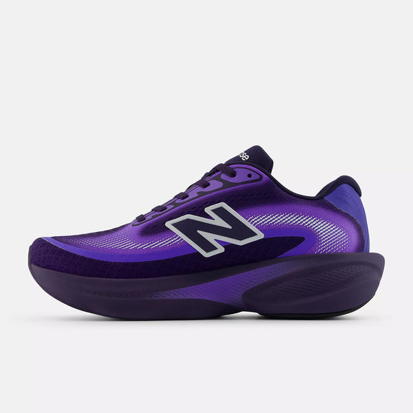 Purple athletic shoe with New Balance logo on a white background