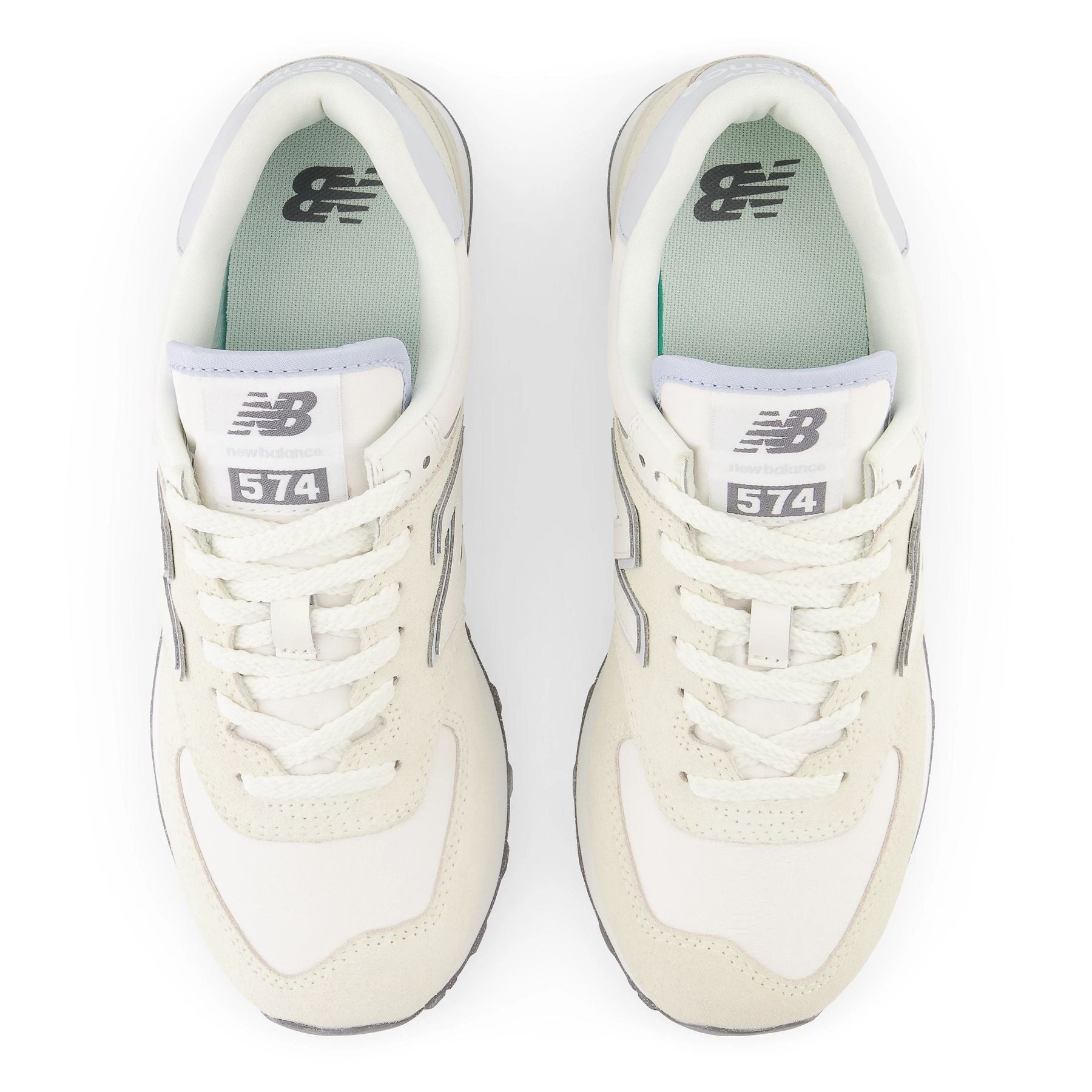 Top view of the Women's 574 in Angora/Granite