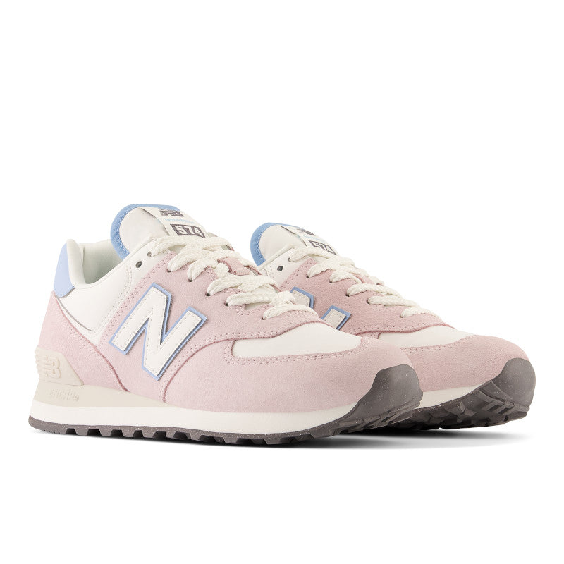 The left and right pair of shoes pictures at an angle highlights the clean colors of this shoe