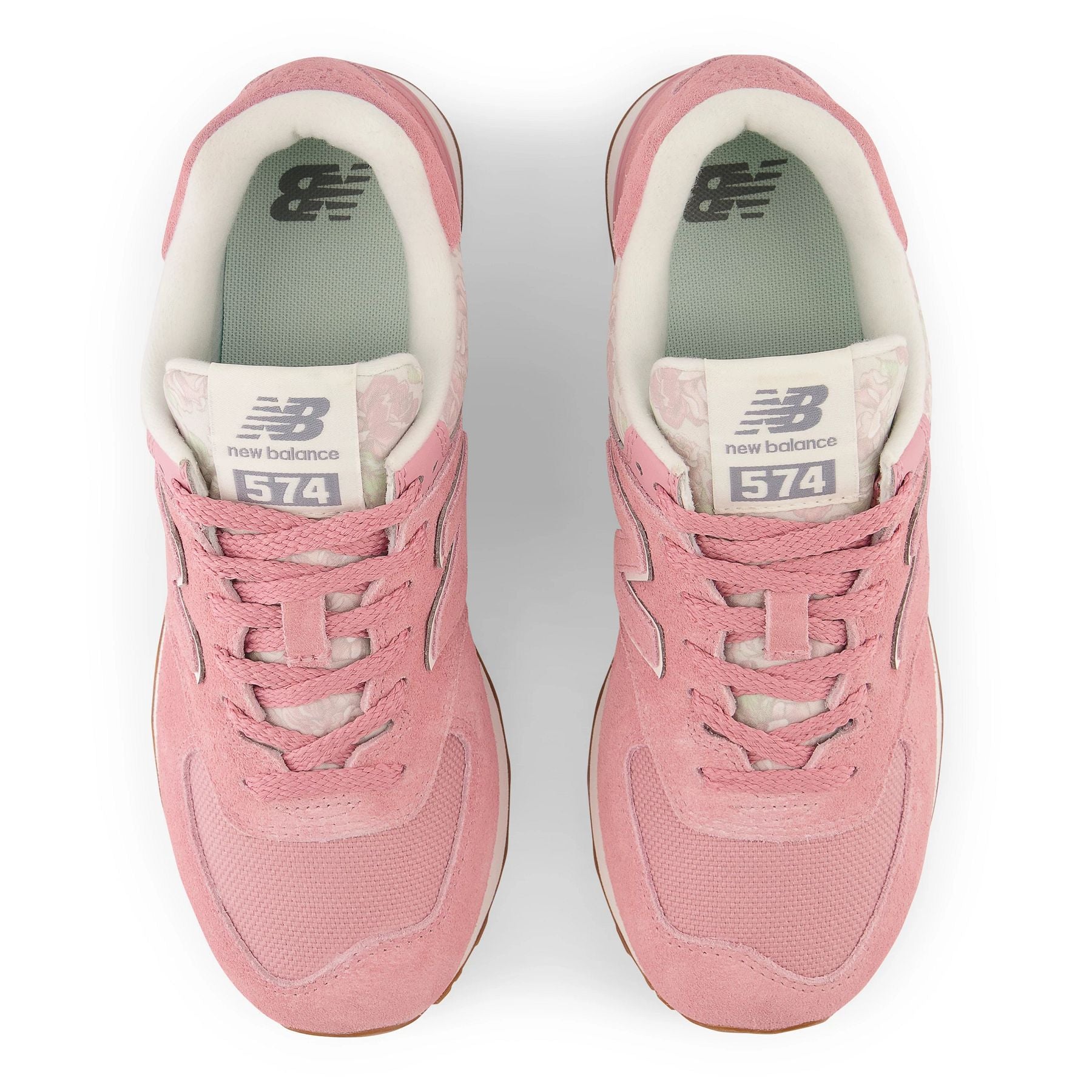 Top view of the Women's New Balance 574 lifestyle in the color Heavenly Rose