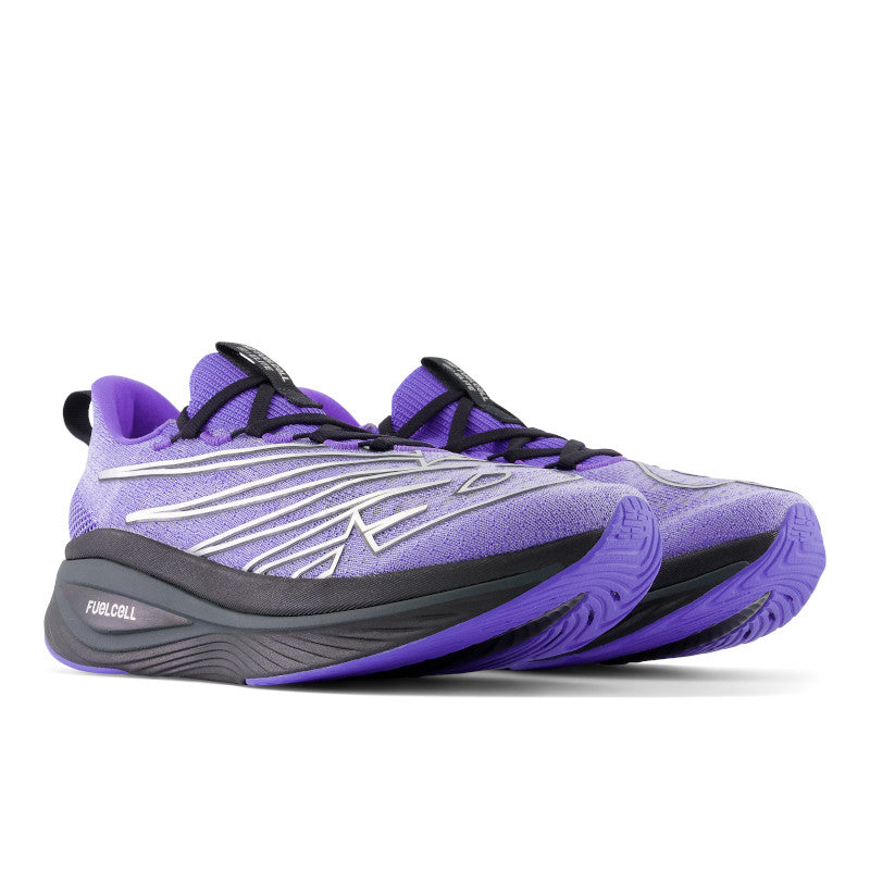 When both shoe are lined up next to each other at a diagonal view the high stack height of the midsole is in view