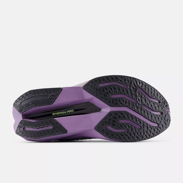 Purple and black athletic shoe sole on a white background