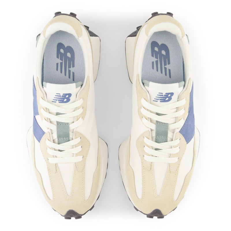 The giant light Blue N logo on these 327's really pops off the shoe since the rest of the shoe is very light colored