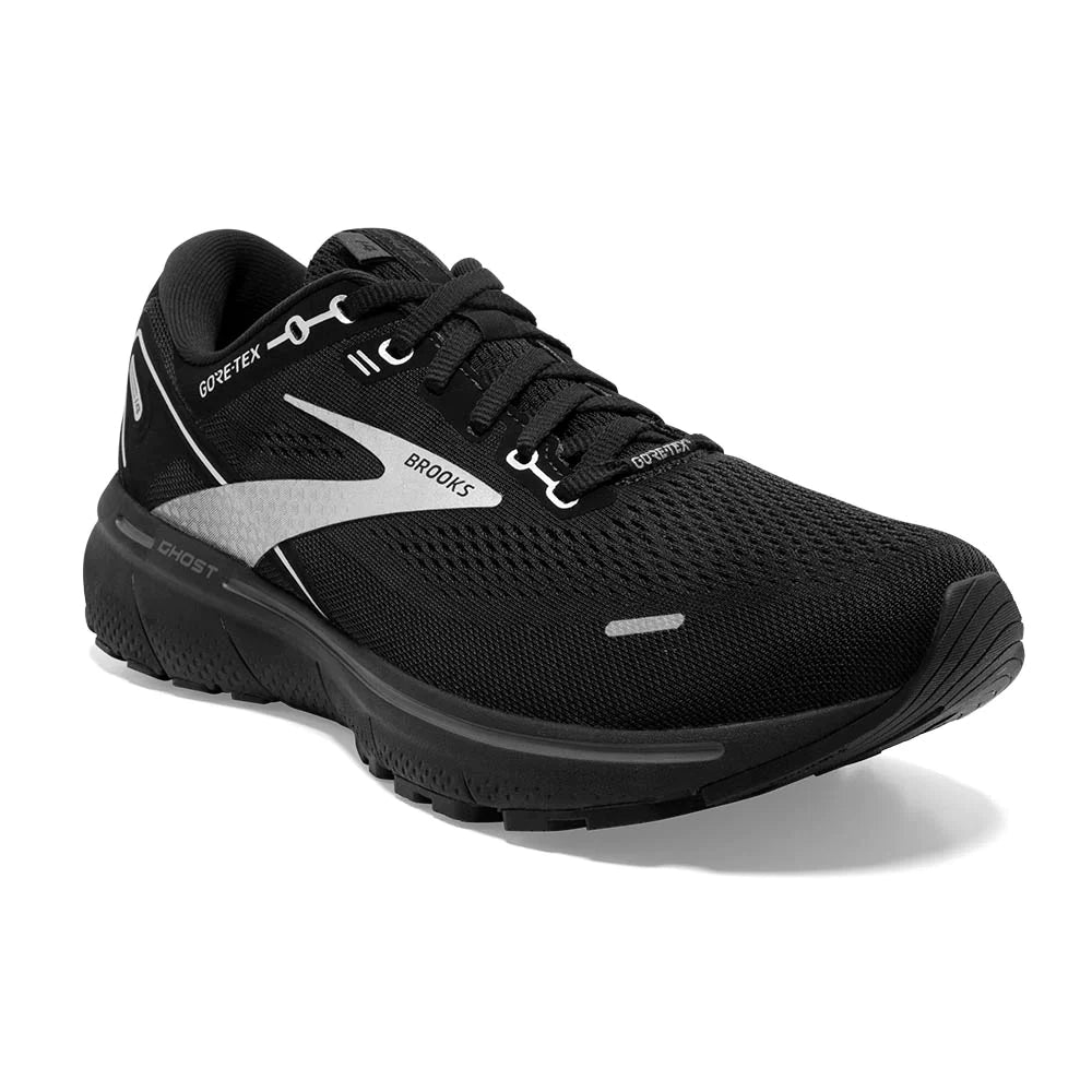 Front angle view of the Men's Ghost 14 Gore Tex (waterproof) model in Black/Black/Ebony