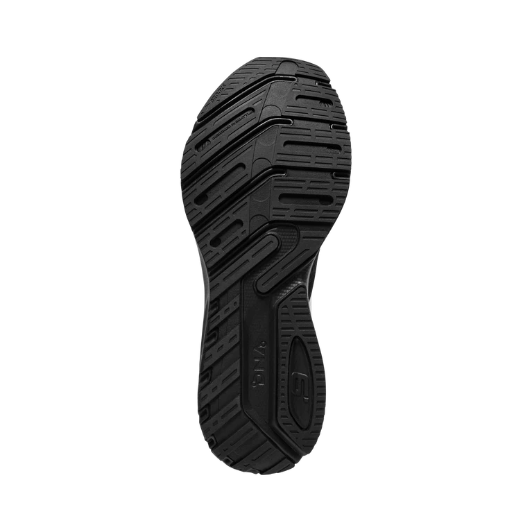 Bottom (outer sole) view of the Men's Launch 9 by Brooks in the color Black/White