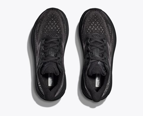 Top view of the Men's Clifton 9 in the color Black/Black