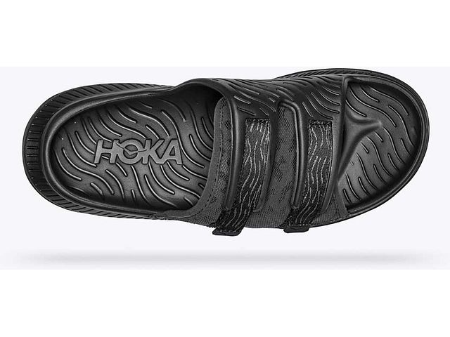 Top view of the Unisex Ora Luxe Recovery Slide by HOKA in all black