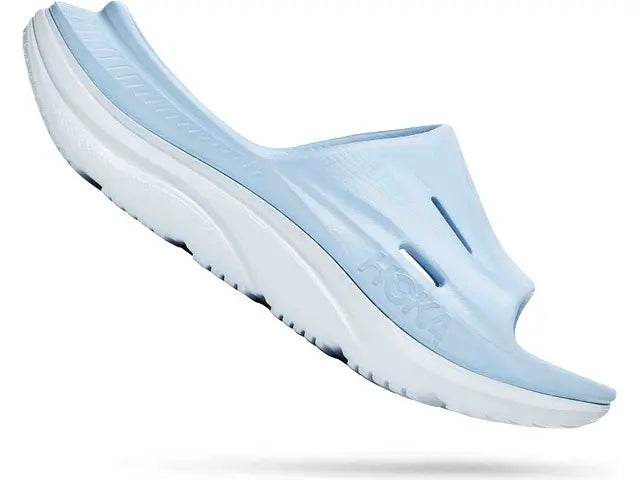 Lateral view of the Women's Ora Recovery Slide 3 by HOKA Ice Water/Airy Blue