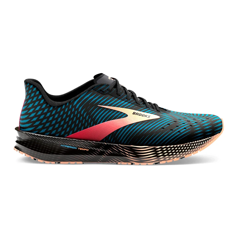 Lateral view of the Men's Hyperion Tempo by Brooks in the color Blue/Phantom/Cosmo