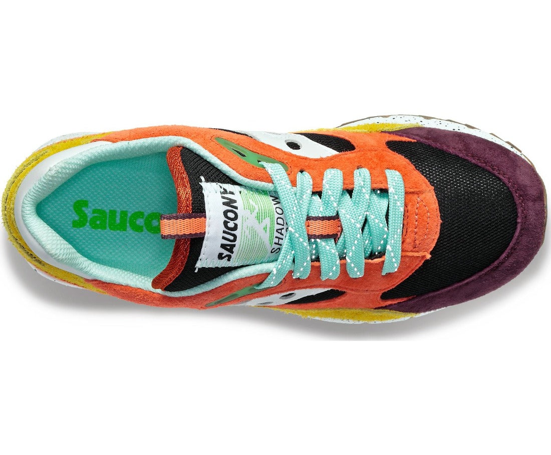 Top view of the Saucony Shadow 6000 Trailian (Unisex sizing) in the color Coral / Mustar