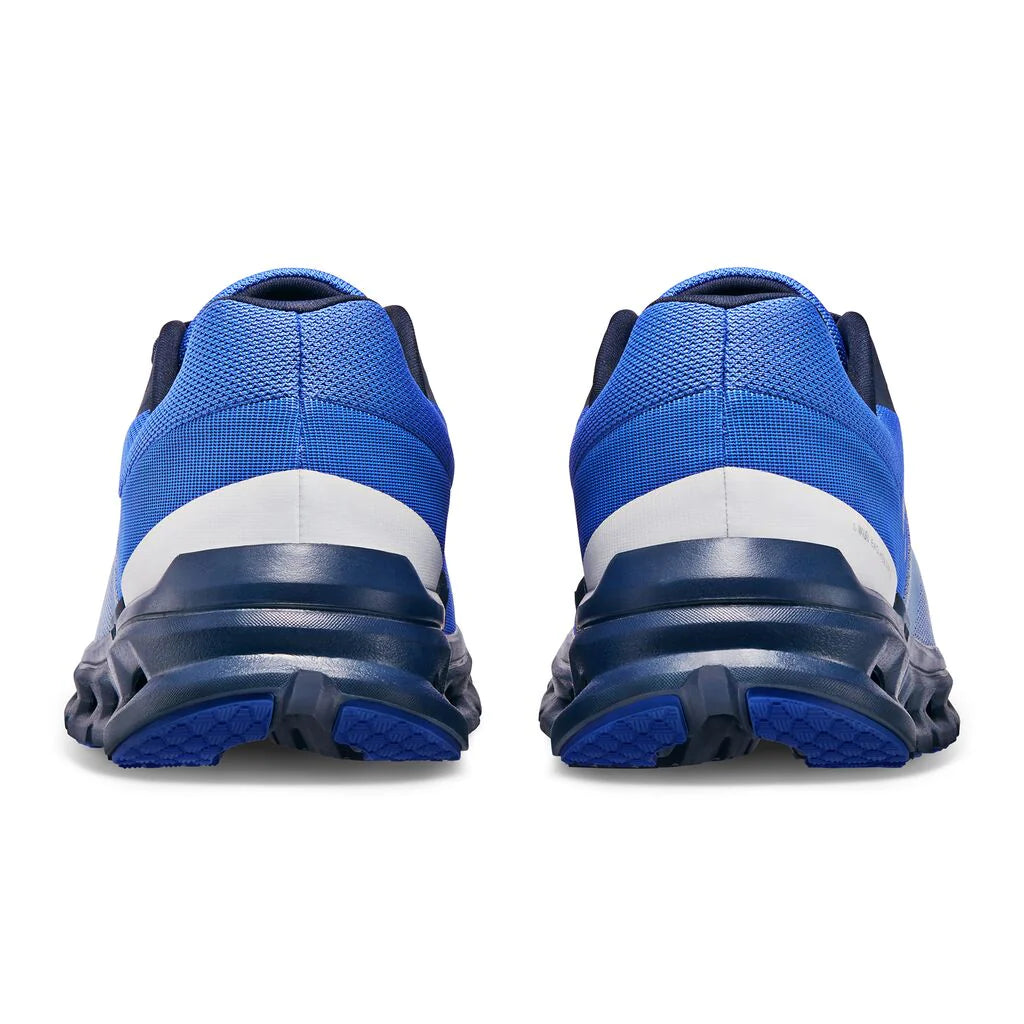 Back view of the Men's ON Cloudrunner in the color Shale/Cobalt