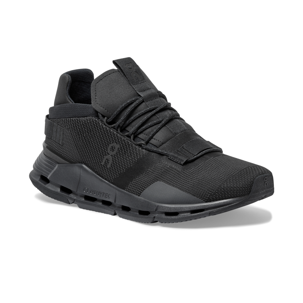 The Men's Cloudnova from On is here! This silhouette combines everything On knows about running tech into an Lifestyle All-Day wearing men's sneaker. The result is a really comfortable sneaker with lots of urban energy. Black/Black colorway