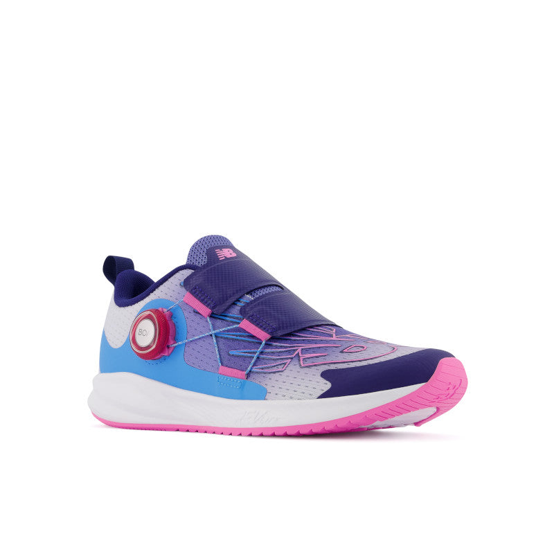 The New Balance Fuel Core Reveal sneaker for girl's offers a supportive upper and energizing underfoot feel with a fun look to match. The highlight is the Boa Fit System that offers a customizable fit so that feet can lock in and break out in a snap.  It's super easy to use and creates a slip-on feel to this running shoe.
