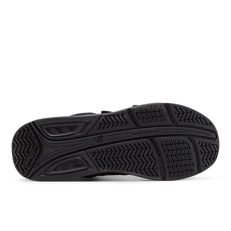 Bottom (outer sole) view of the New Balance leather Hook and Loop 928 V3 walking shoe in all black