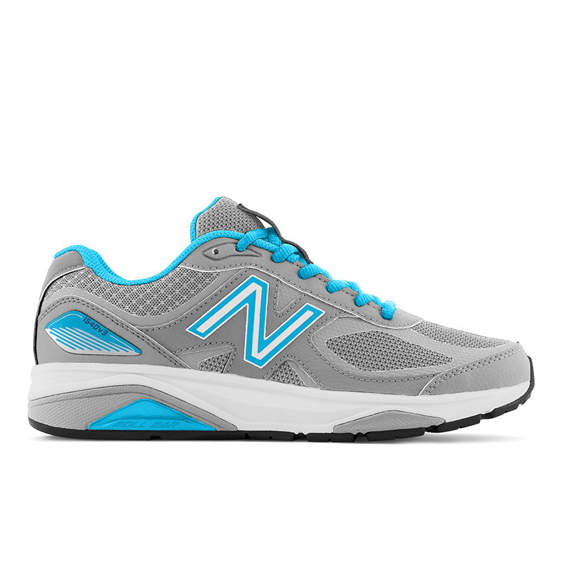 Lateral view of the Women's 1540 V3 by New Balance in the color Silver / Polaris