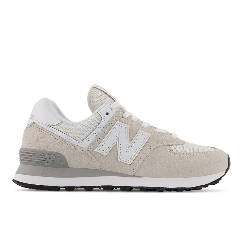 Lateral view of the Women's 574 in Nimbus cloud with white