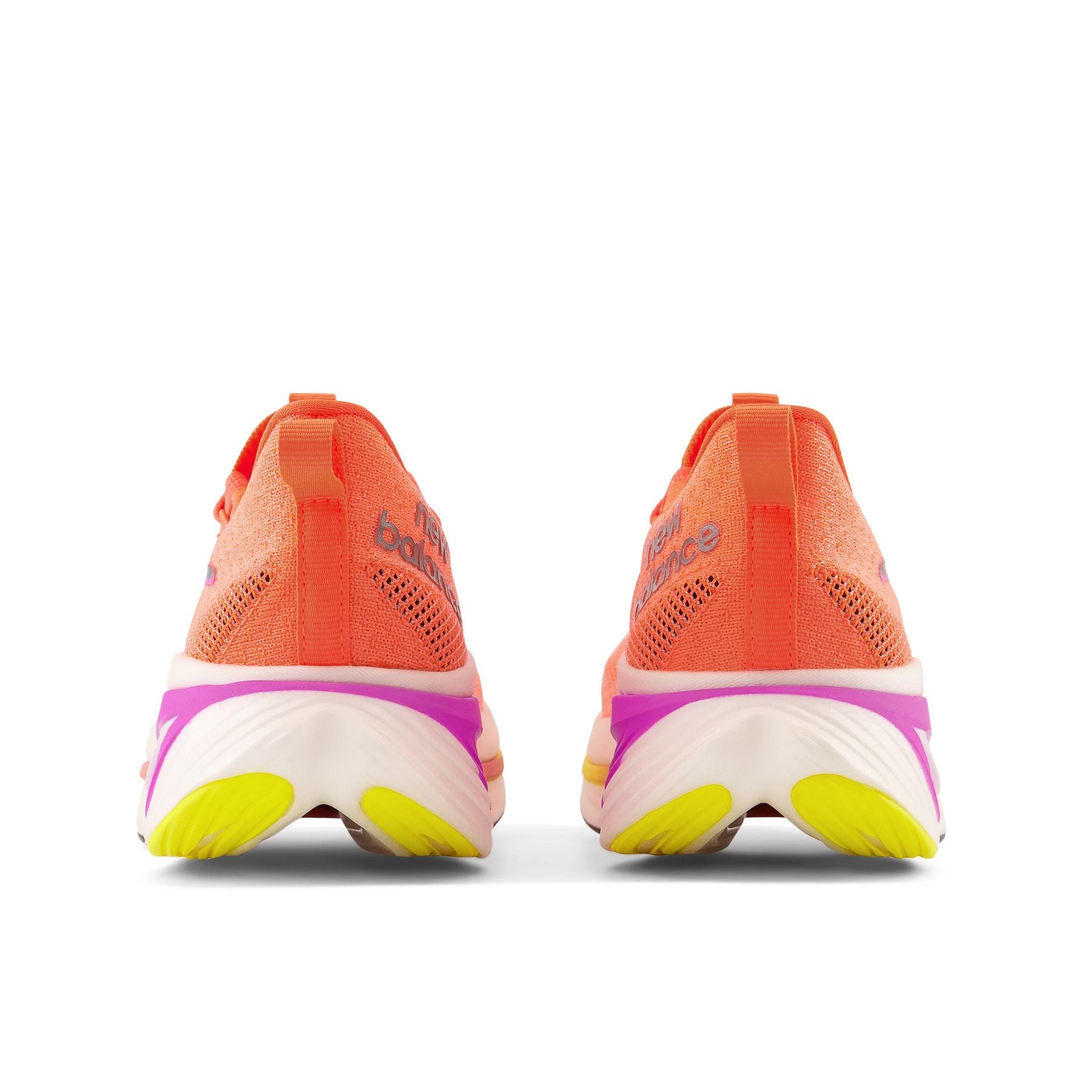 Back view of the New Balance Women's FuelCell SuperComp Elite V3 in the color Cosmic Rose/Neon dragonfly/Cosmic pineapple