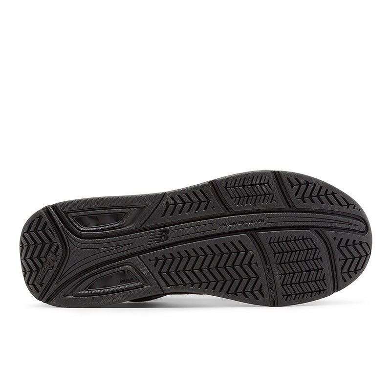 Bottom (outer sole) view of the Women's New Balance 928 V3 walking shoe in all black