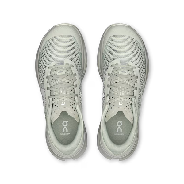 Pair of gray running shoes on a white background