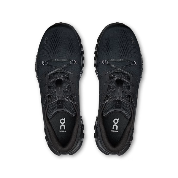 A pair of black On Clamex trail running shoes shown from a top-down view against a plain white background.