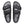 The buckles on the straps of this sandal are black and the sole of the shoe has Birkenstock printed vertically. 