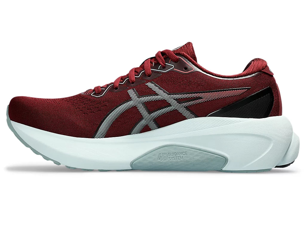 Medial view of the Men's Kayano 30 by ASICS in the color Antique Red/Ocean Haze