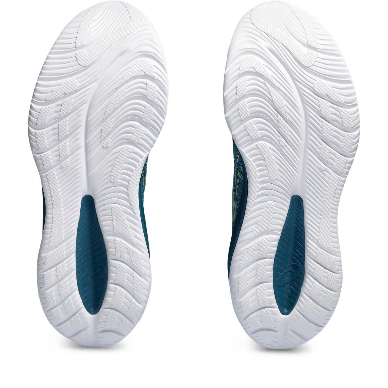 The outsole of this Teal Cumulus 26 is almost all white