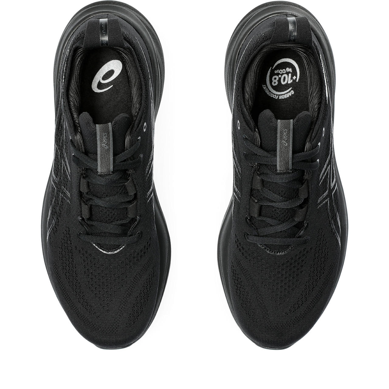 The top down view of the ASICS GEl-Nimbus 26 shows a gret design.  It also features black shoe laces that match the upper