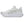 Medial side of the white running shoe on a white background.