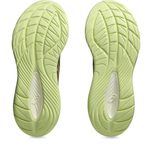 Light green athletic shoe outsole with brand logo on a white background